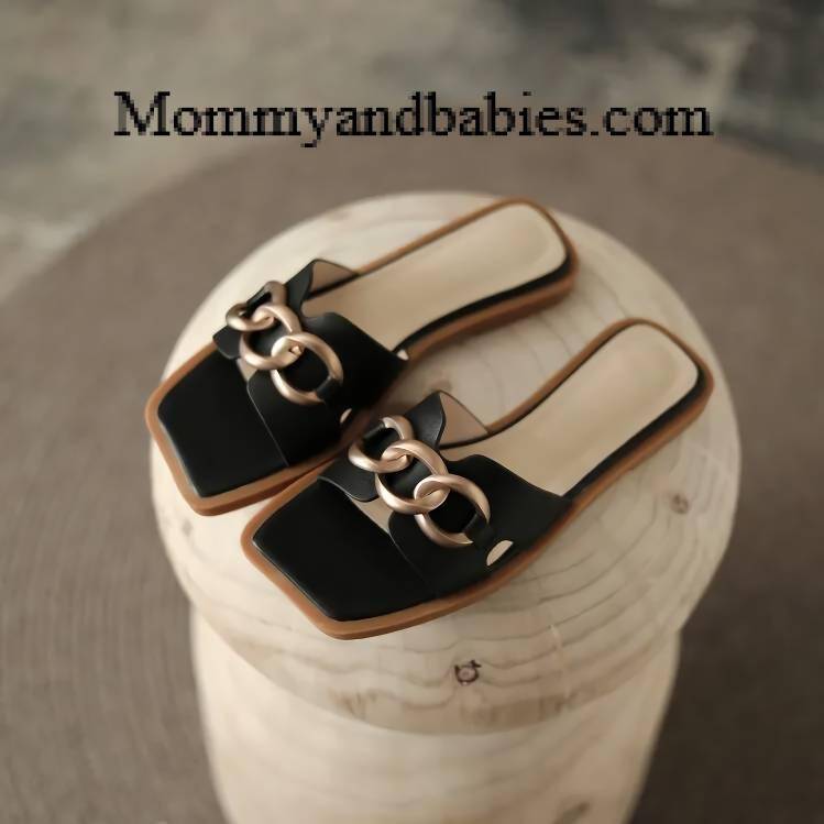 Summer Square Toe Leather Slippers For Special Mom’s Gifts Special Women Color : Black|Beige Summer Square Toe Leather Slippers For Special Mom's Gifts Special Women Color : Black|Beige