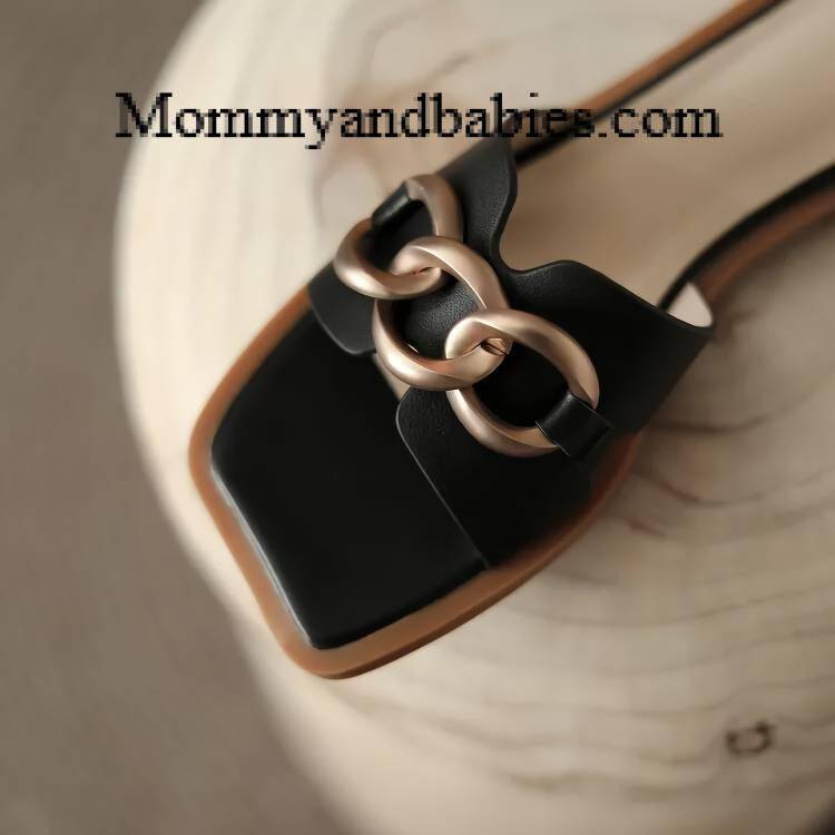 Summer Square Toe Leather Slippers For Special Mom’s Gifts Special Women Color : Black|Beige Summer Square Toe Leather Slippers For Special Mom's Gifts Special Women Color : Black|Beige