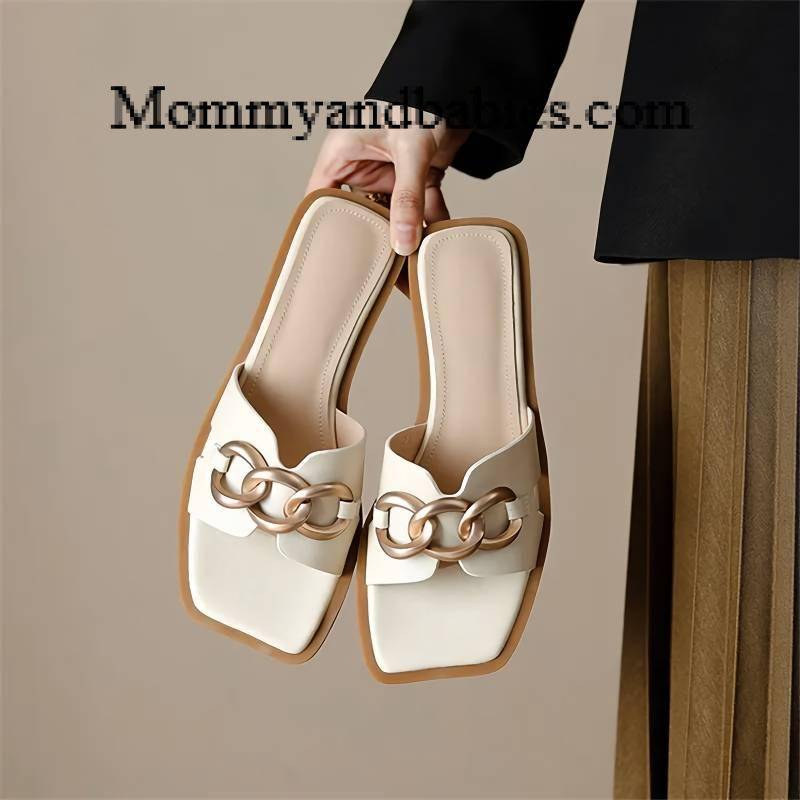 Summer Square Toe Leather Slippers For Special Mom’s Gifts Special Women Color : Black|Beige Summer Square Toe Leather Slippers For Special Mom's Gifts Special Women Color : Black|Beige